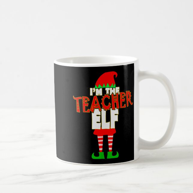 I'm The Teacher Elf Christmas Matching Elves Famil Kaffemugg (Höger)