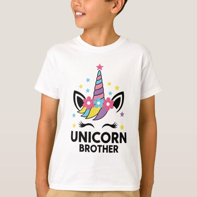 I'm The Unicorn Brother Kids Birthday T-Shirt (Framsida)