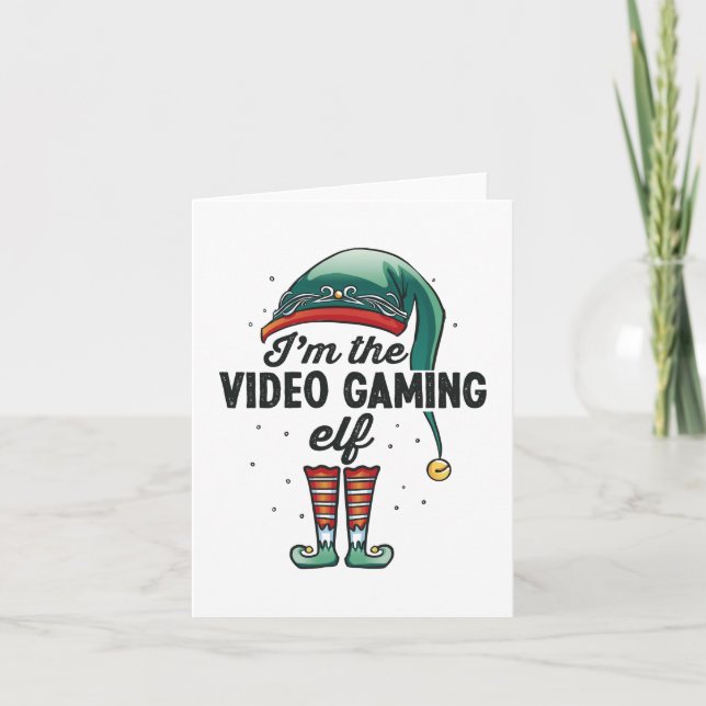 I'm the Video gaming Elf Christmas Gift Xmas Kort (Framsida)