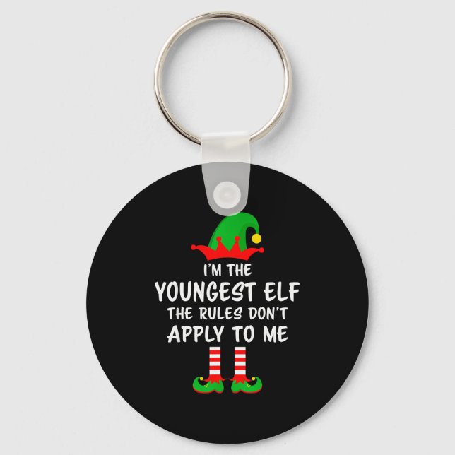 I'm The Youngest Elf Matching Family Christmas  Nyckelring (Framsida)