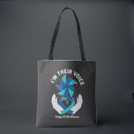 I'm Their Voice - Child Abuse Prevention Awareness Tygkasse<br><div class="desc">Show your support and be a voice for the voiceless with this powerful child abuse prevention design. Featuring the blue pinwheel, a national symbol for child abuse prevention, a heart-shaped awareness ribbon, and the essential message "I'm Their Voice - Stop Child Abuse, " this design is a meaningful way to...</div>