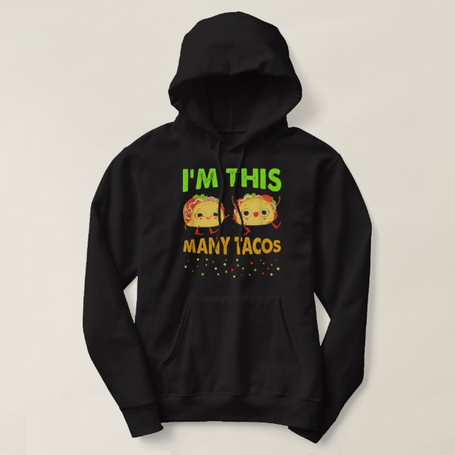 I'm This Many Tacos Second Birthday Twosday Cinco  Hoodie (Design framsida)