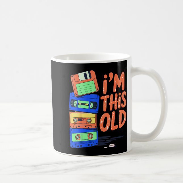 I'm This Old Funny Retro Floppy Cette Design Vinta Kaffemugg (Höger)