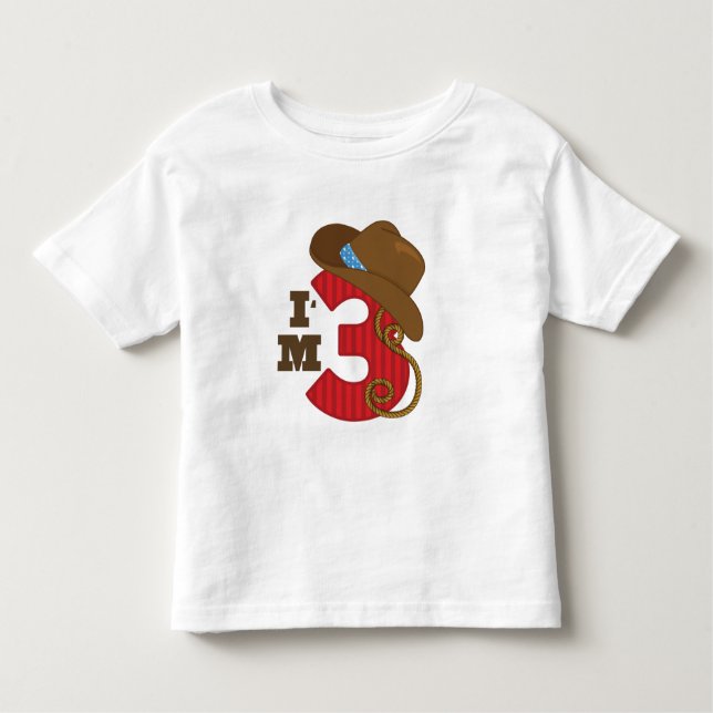 Im Three Cowboy Birthday T-shirt (Framsida)
