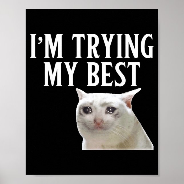 I'm Trying My Funny Crying Cat Meme Men Women Kids Poster (Framsidan)