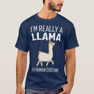 Im Verkligen A Llama i en human dräkt Halloween T Shirt
