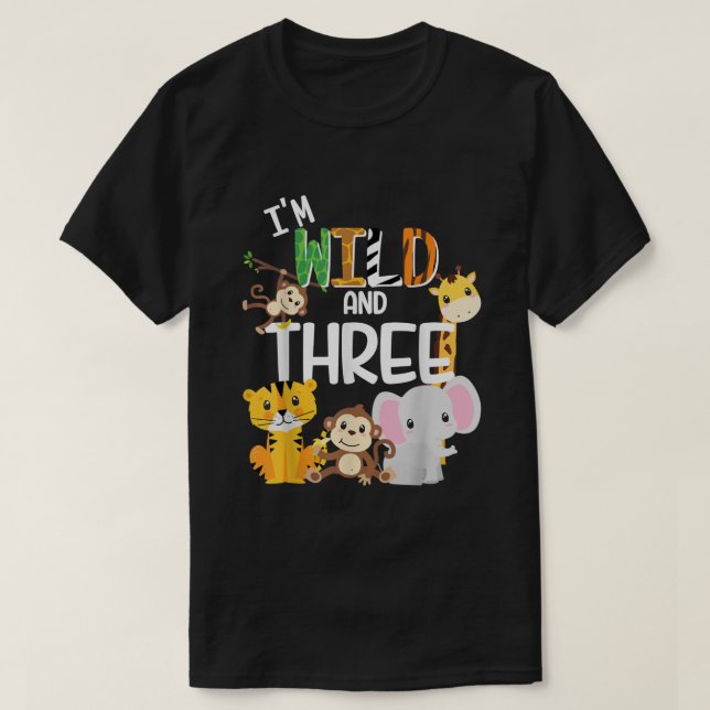 Im Vild och Three Zoo Theme Birthday Safari Jungle T Shirt (Design framsida)