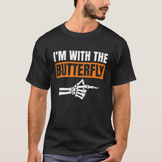 I'm With Butterfly Halloween Costume Party Matchin T Shirt (Framsida)