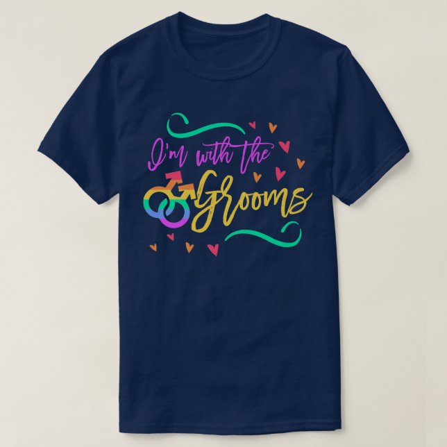 Im with Grooms HGBTQ Gay Bröllop Matching Bach T Shirt (Design framsida)