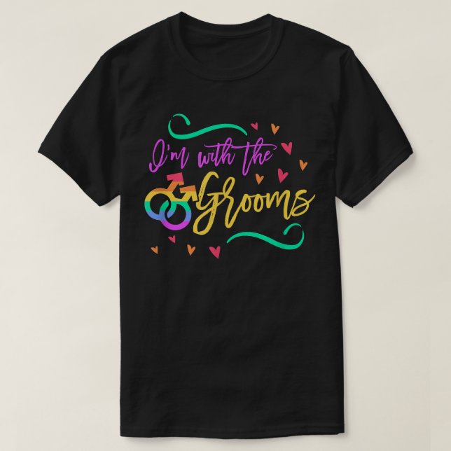 Im with Grooms HGBTQ Gay Bröllop Matching Bach T Shirt (Design framsida)