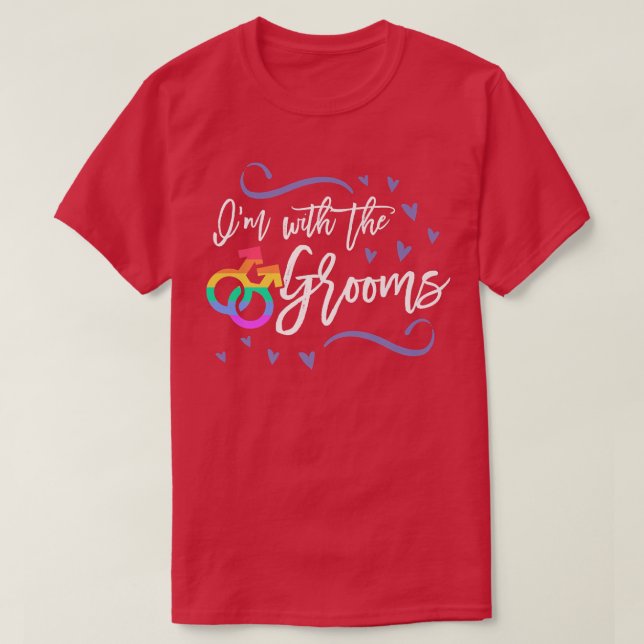Im with Grooms HGBTQ Gay Bröllop Matching Bach T Shirt (Design framsida)