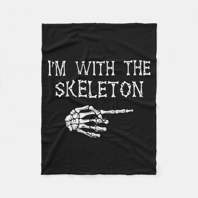 I'm With Skeleton Funny Couples Matching Halloween Fleecefilt (Framsidan)