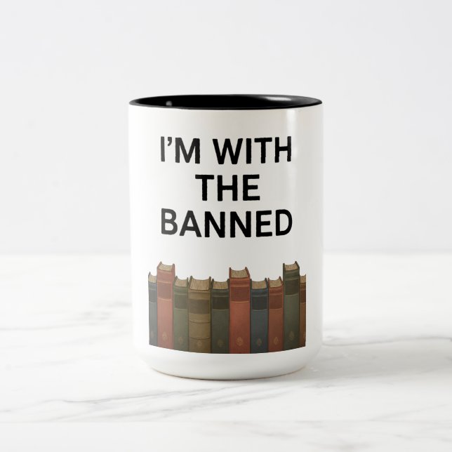 I'm With The Banned Books Mug For Readers Två-Tonad Mugg (Center)