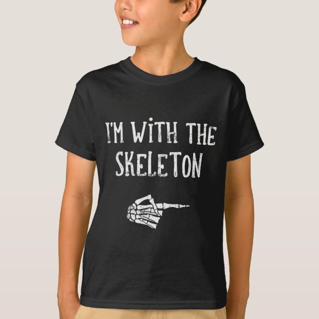 I'm With The Skeleton Matching Couple Costume Hall T Shirt (Framsida)