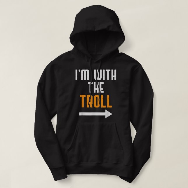 I'm With The Troll Costume Funny Halloween Couple Hoodie (Design framsida)