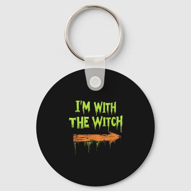I'm With The Witch Funny Halloween His And Her  Nyckelring (Framsida)