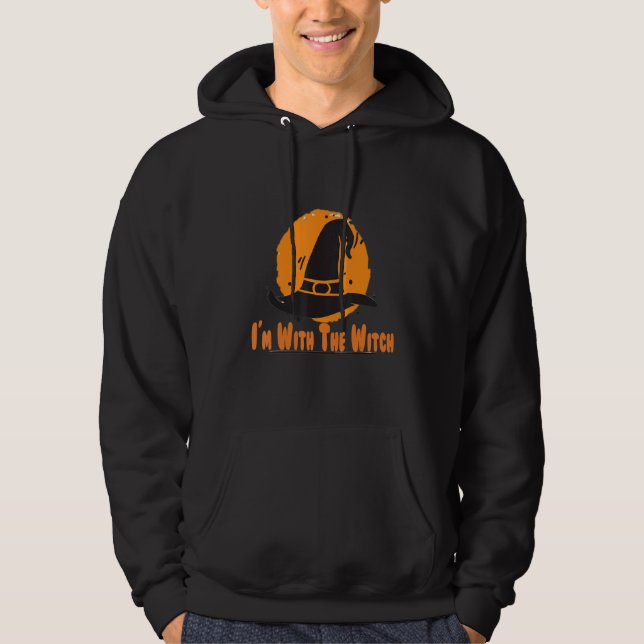 I'm With The Witch  Halloween Costume for Couples Hoodie (Framsida)