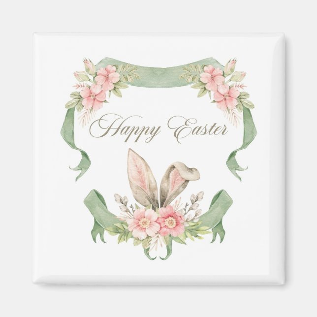 ÍMA FELIZ PASCOA COELHO BLOMMIGT AQUARELA MAGNET (Framsidan)