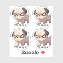 Ima pug dig upp med Vinyl Sticker Set med 4