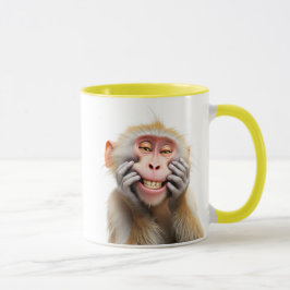 Image humoristique d'un singe farceur qui grimace. mugg