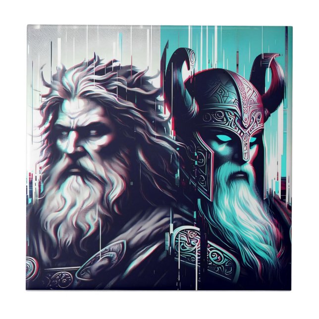  image of the gods zeus and odin togethe kakelplatta (Framsidan)