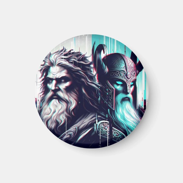  image of the gods zeus and odin togethe magnet (Framsidan)