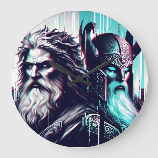  image of the gods zeus and odin togethe stor klocka (Framsida)