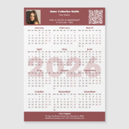 Image QR-code Burgundy White 2026 Calendar Magnet