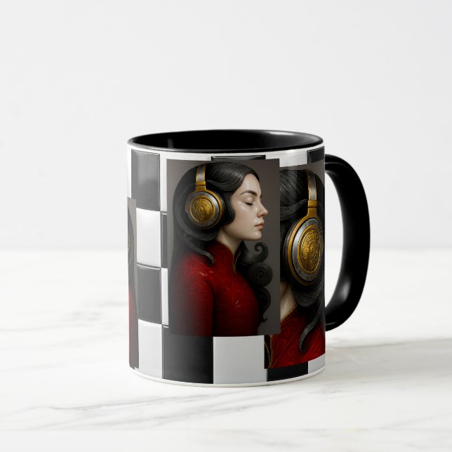 Image surréaliste femme et musique mugg (Framsida höger)