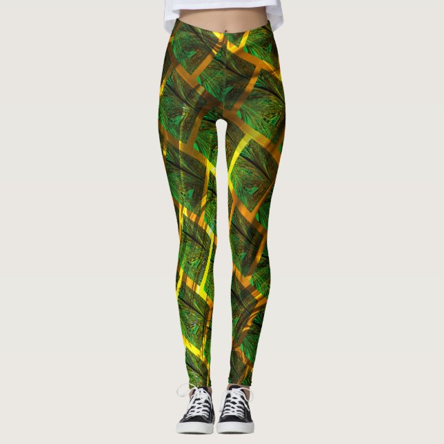 Imagens verdes e quadrada com amarelo na sua volta leggings (Framsida)