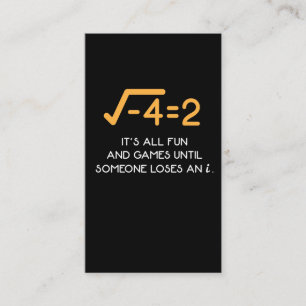 Imaginariskt nummer Mathematiker Funny Math Nerd Visitkort