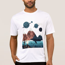 imaginary planets with rings and moons t shirt