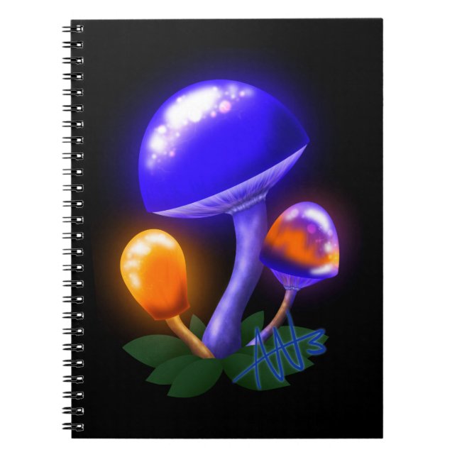 Imaginary White Dapperling Orange & Blue Mushroom Anteckningsbok (Framsidan)