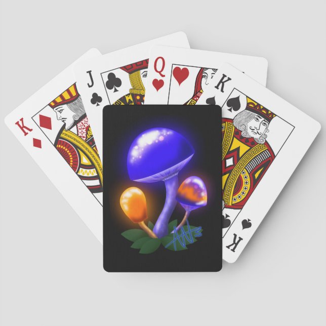 Imaginary White Dapperling Orange & Blue Mushroom Casinokort (Baksidan)