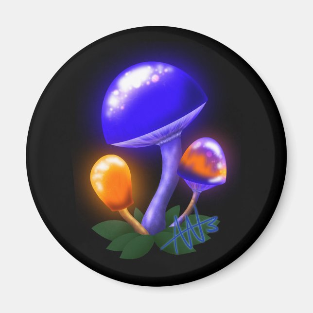 Imaginary White Dapperling Orange & Blue Mushroom Magnet (Framsidan)