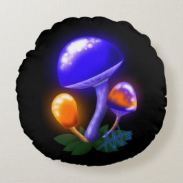 Imaginary White Dapperling Orange & Blue Mushroom Rund Kudde