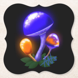 Imaginary White Dapperling Orange & Blue Mushroom Underlägg Papper