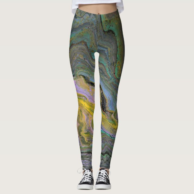 Imagination 1 Abstrakt Akryl Geod Leggings (Framsida)