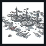 Imaginativ rymdport poster<br><div class="desc">En högkvalitativ grafik av en bustilport i ett rent,  konstnärligt stil. Den här designen är perfekt för ett stort urval produkter för dem som har plats och sci-fi.</div>