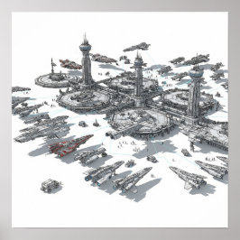 Imaginativ rymdport poster