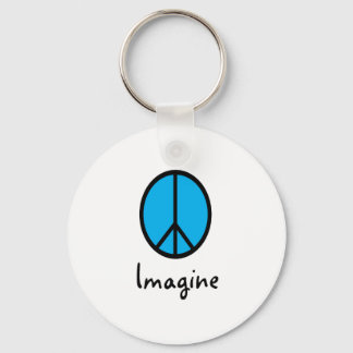Imagine BLUE peace symbol Nyckelring