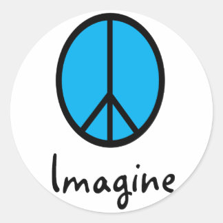Imagine BLUE peace symbol Runt Klistermärke