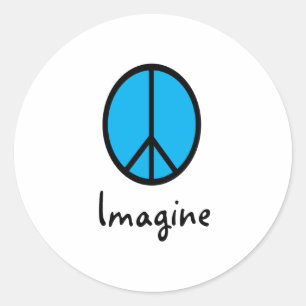 Imagine BLUE peace symbol Runt Klistermärke