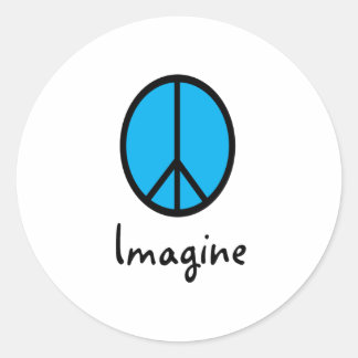 Imagine BLUE peace symbol Runt Klistermärke