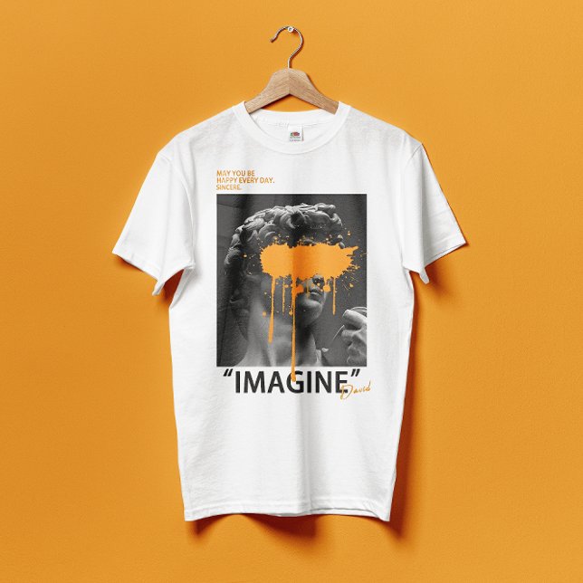 IMAGINE David Sculpture med orange color T-Shirt (Skapare uppladdad)