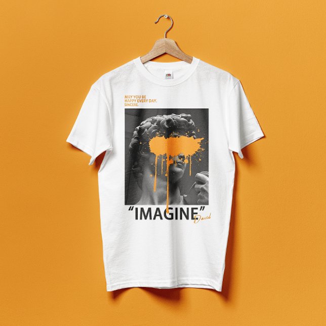 IMAGINE David Sculpture med orange color T-Shirt (Skapare uppladdad)