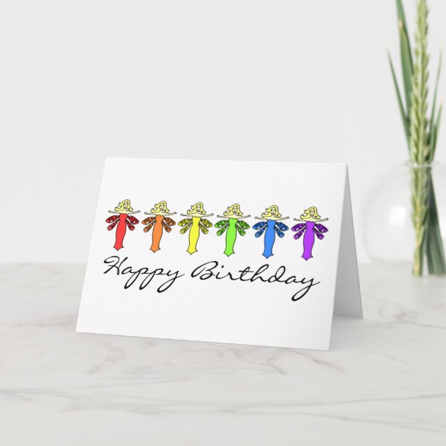 Imagine Dragonfly Fairy Rainbow Birthday Card Kort (Framsida)