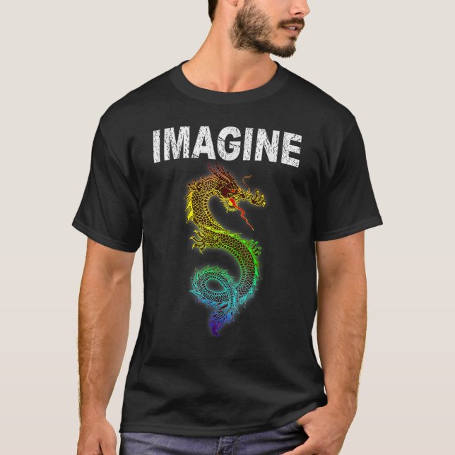 Imagine Fantasy Dragon Retro Tribal T Shirt (Framsida)