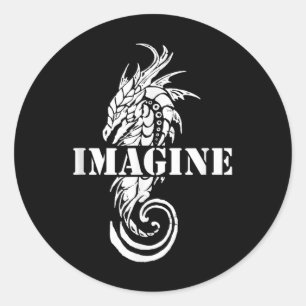 Imagine Fantasy Dragon Tattoo Stil Runt Klistermärke