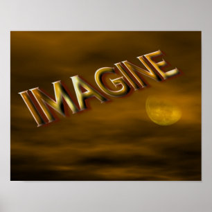 Imagine Fantasy Måne Himlar inspirationational Poster